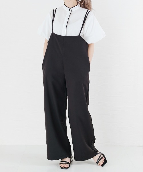 nemne store（ネンネストア）の「リボンを結ぶツリリボンサロペット（サロペット/オーバーオール・レディース・ブラック/グレー/アイボリー・フリー）」の9枚目の写真