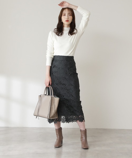 N.（N. Natural Beauty Basic）（エヌエヌナチュラルビューティーベーシック）の「◆ウォームアップリブボトルネックニット（ニット/セーター・レディース・ホワイト/ブラック/グレー・MEDIUM）」の8枚目の写真