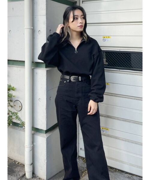 EVRIS（エヴリス）の「ハーフジップワッフルスウェットTOPS（スウェット・レディース・ブラック/グリーン/アイボリー・FREE）」の17枚目の写真