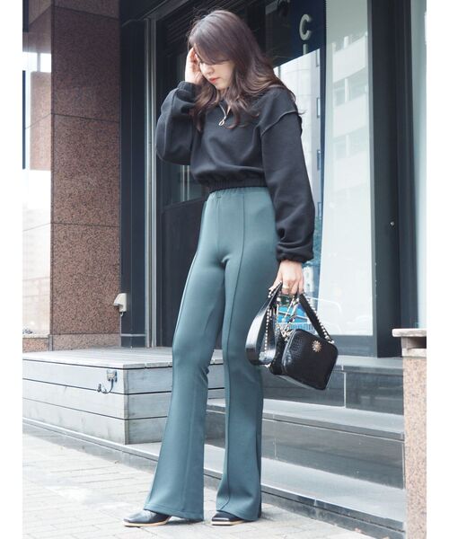 EVRIS（エヴリス）の「ハーフジップワッフルスウェットTOPS（スウェット・レディース・ブラック/グリーン/アイボリー・FREE）」の21枚目の写真