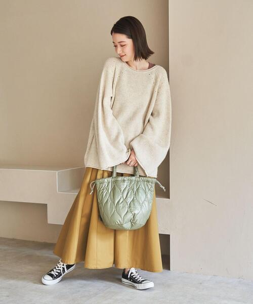 coen（コーエン）の「キルト巾着トートバッグ（ショルダーバッグ・レディース・ブラック/オフホワイト/オリーブ・FREE）」の10枚目の写真