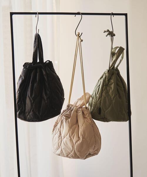 coen（コーエン）の「キルト巾着トートバッグ（ショルダーバッグ・レディース・ブラック/オフホワイト/オリーブ・FREE）」の17枚目の写真