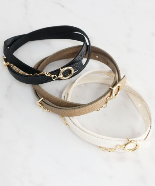 AMBIENT（アンビエント）の「ﾘﾝｸﾞﾁｪｰﾝﾊｲｳｴｽﾄｽﾘﾑﾍﾞﾙﾄ（ベルト・レディース・アイボリー/ベージュ/ブラック・FREE）」の4枚目の写真
