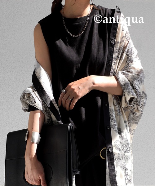 antiqua（アンティカ）の「着回し力無限大！リブネックタンクトップ（タンクトップ・レディース・ブラック/パープル/オフホワイト/カーキ・FREE）」の3枚目の写真