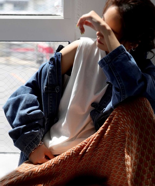 antiqua（アンティカ）の「着回し力無限大！リブネックタンクトップ（タンクトップ・レディース・ブラック/パープル/オフホワイト/カーキ・FREE）」の5枚目の写真