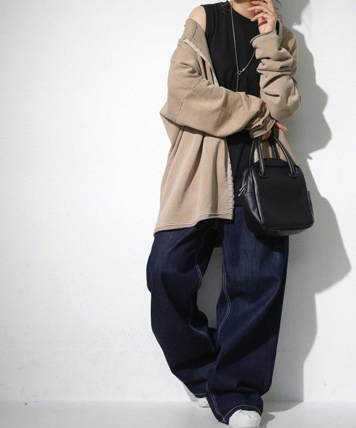 antiqua（アンティカ）の「着回し力無限大！リブネックタンクトップ（タンクトップ・レディース・ブラック/パープル/オフホワイト/カーキ・FREE）」の8枚目の写真