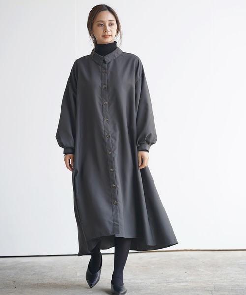 rps（アールピーエス）の「ＢＡＣＫレースアップボリューム袖シャツワンピース（シャツワンピース・レディース・グレイッシュベージュ/ラベンダー/ブラック・M）」の7枚目の写真