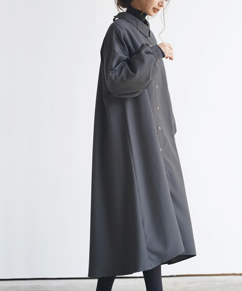 rps（アールピーエス）の「ＢＡＣＫレースアップボリューム袖シャツワンピース（シャツワンピース・レディース・グレイッシュベージュ/ラベンダー/ブラック・M）」の11枚目の写真