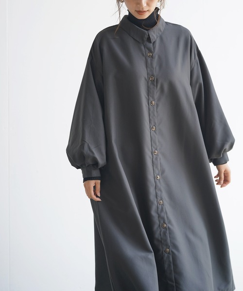 rps（アールピーエス）の「ＢＡＣＫレースアップボリューム袖シャツワンピース（シャツワンピース・レディース・グレイッシュベージュ/ラベンダー/ブラック・M）」の4枚目の写真