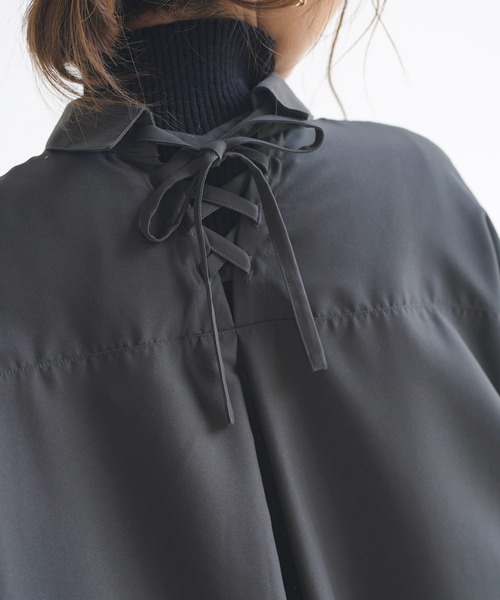 rps（アールピーエス）の「ＢＡＣＫレースアップボリューム袖シャツワンピース（シャツワンピース・レディース・グレイッシュベージュ/ラベンダー/ブラック・M）」の18枚目の写真