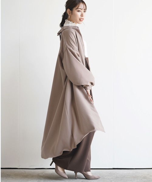 rps（アールピーエス）の「ＢＡＣＫレースアップボリューム袖シャツワンピース（シャツワンピース・レディース・グレイッシュベージュ/ラベンダー/ブラック・M）」の8枚目の写真