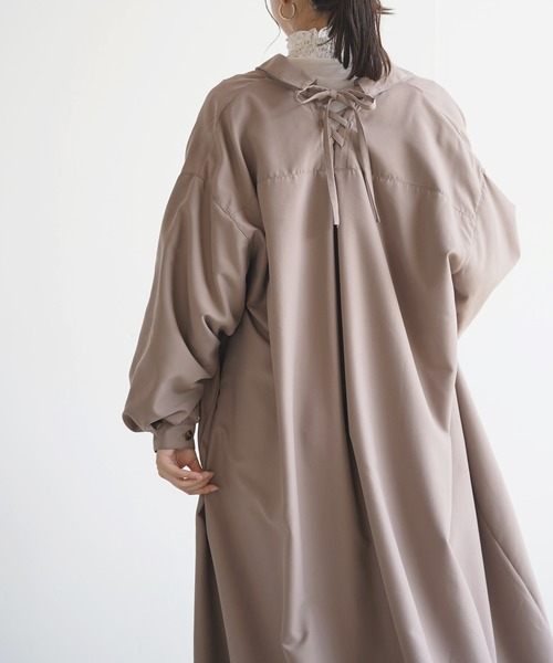 rps（アールピーエス）の「ＢＡＣＫレースアップボリューム袖シャツワンピース（シャツワンピース・レディース・グレイッシュベージュ/ラベンダー/ブラック・M）」の12枚目の写真