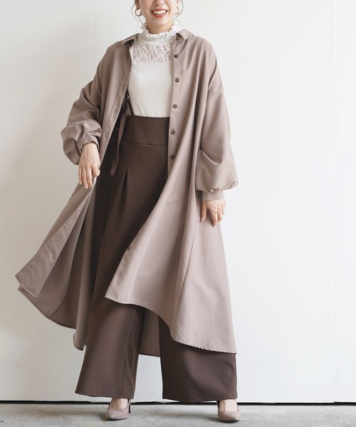 rps（アールピーエス）の「ＢＡＣＫレースアップボリューム袖シャツワンピース（シャツワンピース・レディース・グレイッシュベージュ/ラベンダー/ブラック・M）」の22枚目の写真