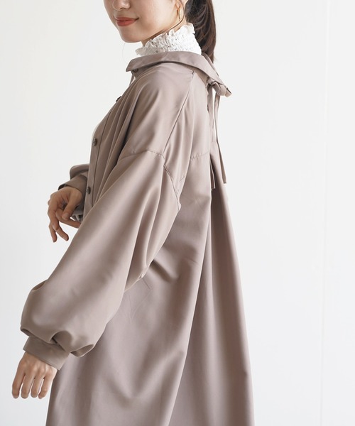 rps（アールピーエス）の「ＢＡＣＫレースアップボリューム袖シャツワンピース（シャツワンピース・レディース・グレイッシュベージュ/ラベンダー/ブラック・M）」の16枚目の写真