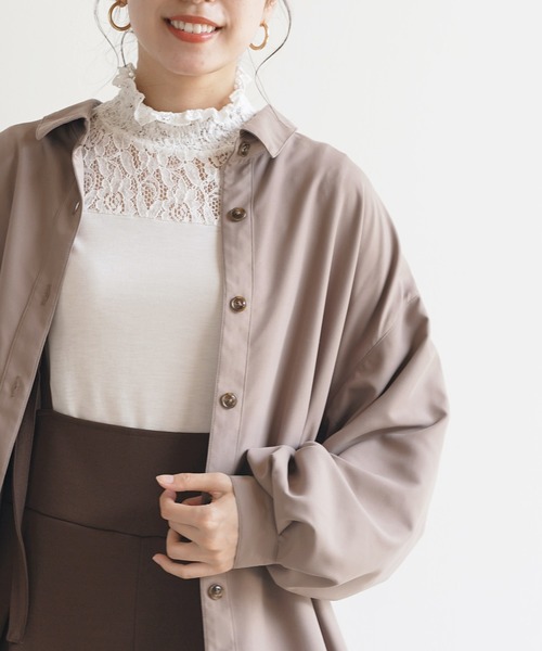 rps（アールピーエス）の「ＢＡＣＫレースアップボリューム袖シャツワンピース（シャツワンピース・レディース・グレイッシュベージュ/ラベンダー/ブラック・M）」の5枚目の写真