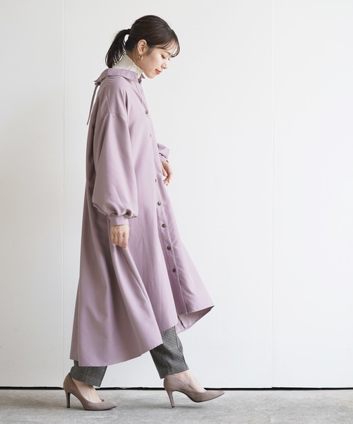 rps（アールピーエス）の「ＢＡＣＫレースアップボリューム袖シャツワンピース（シャツワンピース・レディース・グレイッシュベージュ/ラベンダー/ブラック・M）」の9枚目の写真