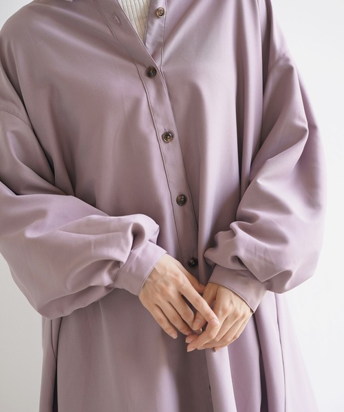 rps（アールピーエス）の「ＢＡＣＫレースアップボリューム袖シャツワンピース（シャツワンピース・レディース・グレイッシュベージュ/ラベンダー/ブラック・M）」の20枚目の写真