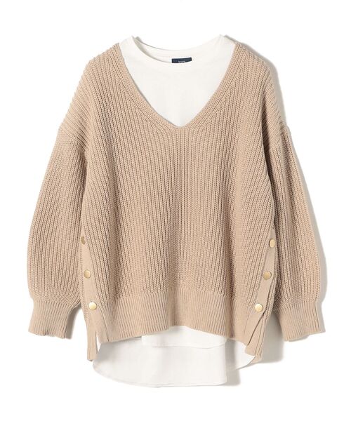 SHIPS（シップス）の「【WEB限定】〈手洗い可能〉スキッパーニット×ロンTセット 21FW◆（ニット/セーター・レディース・ブラック/ベージュ/オフホワイト/ライトグリーン/アイボリー/ダークグレー・ONE SIZE）」の16枚目の写真