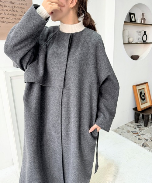 moment+（モーメントプラス）の「杢ライトニットメルトンノーカラー