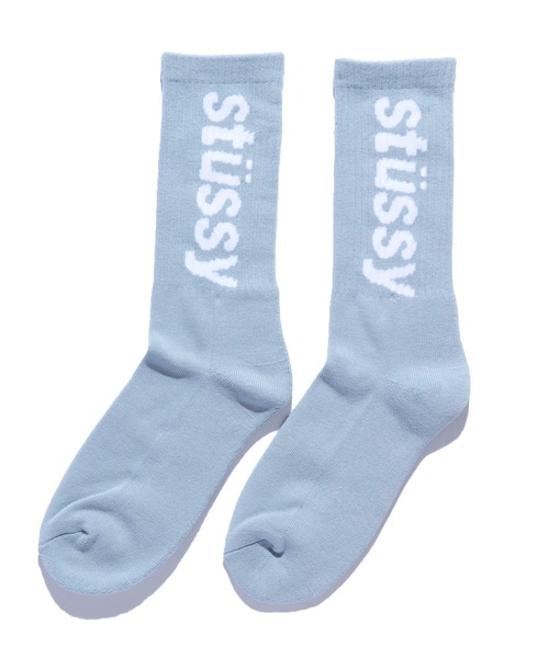 STUSSY（ステューシー）の「STUSSY/ステューシー HELVETICA JACQUARD CREW SOCKS ソックス ブランドロゴ（ソックス/靴下・メンズ・ホワイト/ブルー/ブラック/オレンジ・FREE）」の3枚目の写真