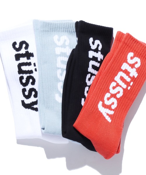 STUSSY（ステューシー）の「STUSSY/ステューシー HELVETICA JACQUARD CREW SOCKS ソックス ブランドロゴ（ソックス/靴下・メンズ・ホワイト/ブルー/ブラック/オレンジ・FREE）」の9枚目の写真