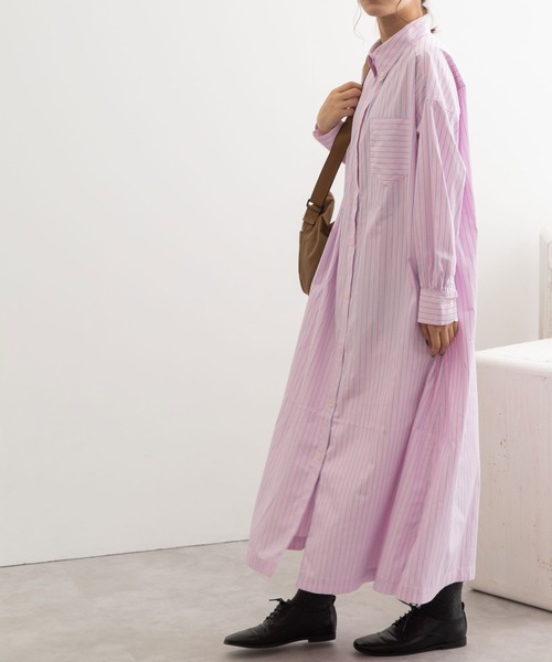 POU DOU DOU（プードゥドゥ）の「マキシシャツワンピース（ワンピース・レディース・オフホワイト/ブルー/ピンク・3）」の12枚目の写真