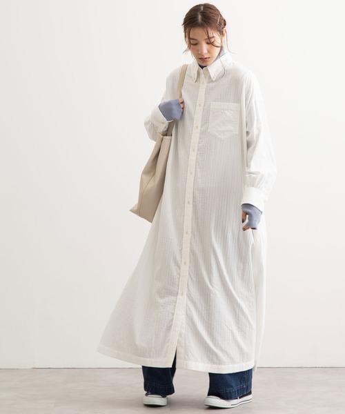 POU DOU DOU（プードゥドゥ）の「マキシシャツワンピース（ワンピース・レディース・オフホワイト/ブルー/ピンク・3）」の17枚目の写真