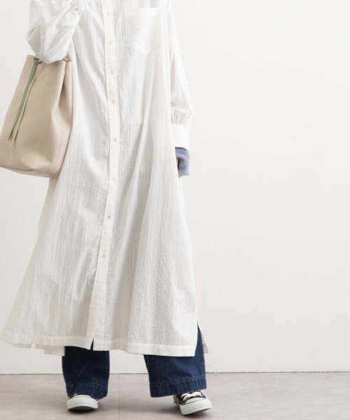 POU DOU DOU（プードゥドゥ）の「マキシシャツワンピース（ワンピース・レディース・オフホワイト/ブルー/ピンク・3）」の13枚目の写真