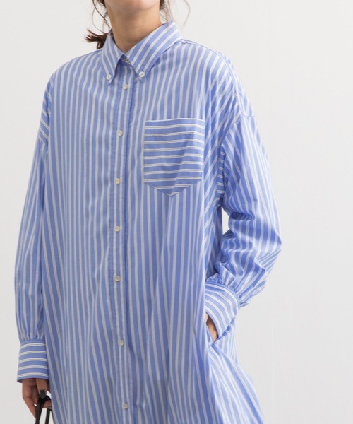 POU DOU DOU（プードゥドゥ）の「マキシシャツワンピース（ワンピース・レディース・オフホワイト/ブルー/ピンク・3）」の6枚目の写真