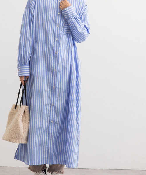 POU DOU DOU（プードゥドゥ）の「マキシシャツワンピース（ワンピース・レディース・オフホワイト/ブルー/ピンク・3）」の14枚目の写真