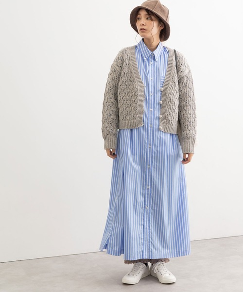 POU DOU DOU（プードゥドゥ）の「マキシシャツワンピース（ワンピース・レディース・オフホワイト/ブルー/ピンク・3）」の22枚目の写真