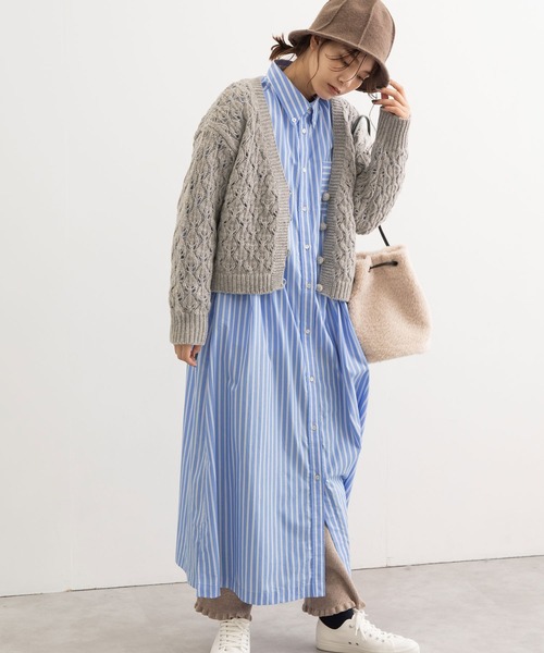 POU DOU DOU（プードゥドゥ）の「マキシシャツワンピース（ワンピース・レディース・オフホワイト/ブルー/ピンク・3）」の19枚目の写真