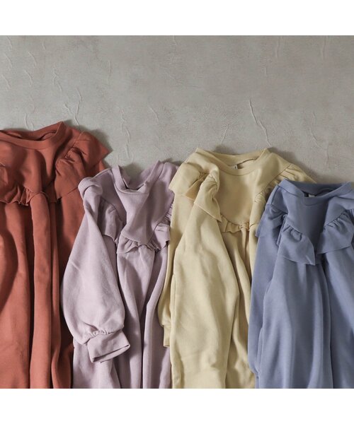 apres les cours(アプレレクール)の「/三角ヨークフリルAラインワンピース(ワンピース・キッズ・レンガ/イエロー/ブルー/ピンク・90/100/80/110/140/120/130)」の6枚目の写真