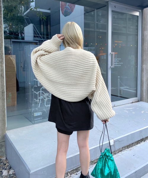 WHO'S WHO gallery(フーズフーギャラリー)の「ボレロニット(カーディガン/ボレロ・レディース・ブラック/グレー/アイボリー・FREE)」の7枚目の写真