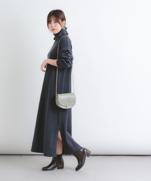 Wordtrobe（ワードトローブ）の「【wordtrobe】アクリルバルキー 袖下ボタンあき タートルネック ニットワンピース（ワンピース・レディース・チャコールグレー/ベージュ/カーキ・FREE）」の14枚目の写真