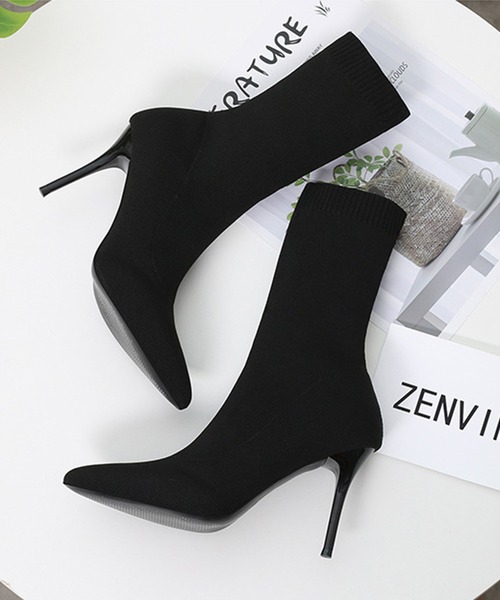 Jasmine Grandiflorum（ジャスミングランディフローラム）の「【Jasmine】華奢見え！ピンヒールソックスブーツ (AW)（ブーツ・レディース・ブラック/ベージュ・22.5cm/23.5cm/24.5cm/25.5cm/23.0cm/24.0cm/25.0cm）」の12枚目の写真