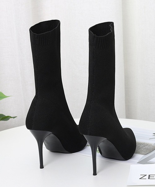 Jasmine Grandiflorum（ジャスミングランディフローラム）の「【Jasmine】華奢見え！ピンヒールソックスブーツ (AW)（ブーツ・レディース・ブラック/ベージュ・22.5cm/23.5cm/24.5cm/25.5cm/23.0cm/24.0cm/25.0cm）」の11枚目の写真