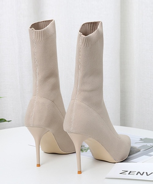 Jasmine Grandiflorum（ジャスミングランディフローラム）の「【Jasmine】華奢見え！ピンヒールソックスブーツ (AW)（ブーツ・レディース・ブラック/ベージュ・22.5cm/23.5cm/24.5cm/25.5cm/23.0cm/24.0cm/25.0cm）」の6枚目の写真