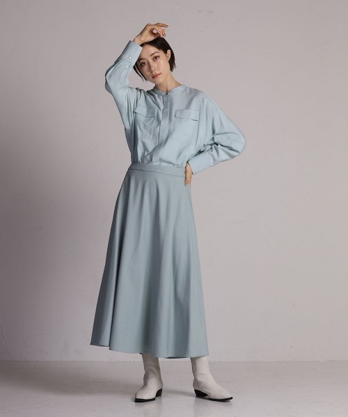 LAUTREAMONT（ロートレアモン）の「ポケット付きバンドカラーシャツ≪洗濯機で洗える≫（シャツ/ブラウス・レディース・グリーン/グレー/チャコールグレー・9号）」の17枚目の写真