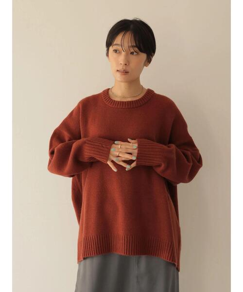 AMERICAN HOLIC（アメリカンホリック）の「クルーネックバックスリットニットプルオーバー（ニット/セーター・レディース・ブラック/ブラウン/テラコッタ・M/L）」の14枚目の写真