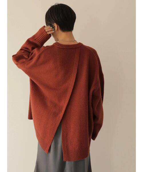 AMERICAN HOLIC（アメリカンホリック）の「クルーネックバックスリットニットプルオーバー（ニット/セーター・レディース・ブラック/ブラウン/テラコッタ・M/L）」の12枚目の写真