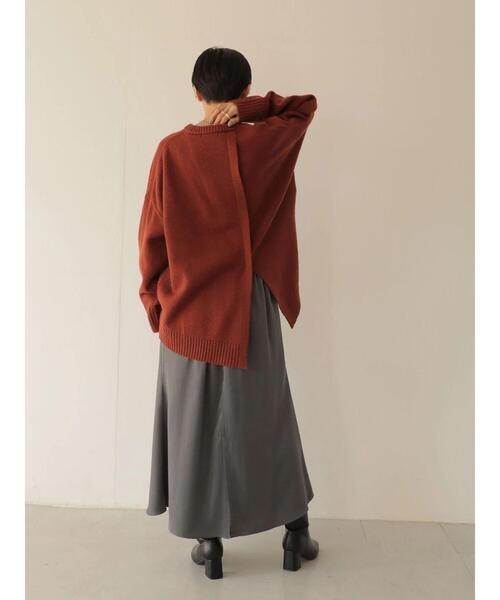 AMERICAN HOLIC（アメリカンホリック）の「クルーネックバックスリットニットプルオーバー（ニット/セーター・レディース・ブラック/ブラウン/テラコッタ・M/L）」の9枚目の写真