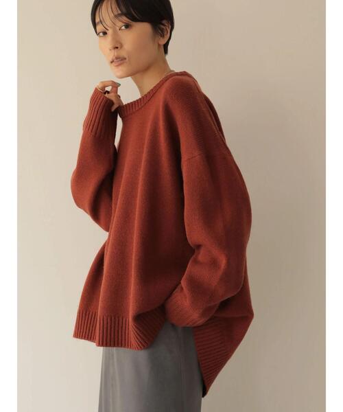 AMERICAN HOLIC（アメリカンホリック）の「クルーネックバックスリットニットプルオーバー（ニット/セーター・レディース・ブラック/ブラウン/テラコッタ・M/L）」の8枚目の写真