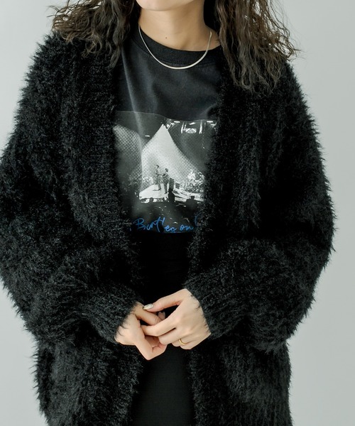 mystic（ミスティック）の「シャイニー畦カーディガン（カーディガン/ボレロ・レディース・ブラック/ピンク/アイボリー・FREE）」の3枚目の写真