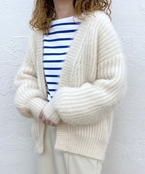 mystic（ミスティック）の「シャイニー畦カーディガン（カーディガン/ボレロ・レディース・ブラック/ピンク/アイボリー・FREE）」の4枚目の写真