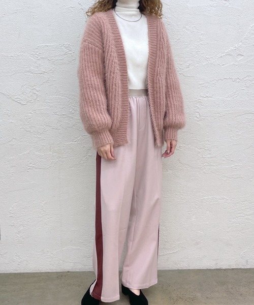 mystic（ミスティック）の「シャイニー畦カーディガン（カーディガン/ボレロ・レディース・ブラック/ピンク/アイボリー・FREE）」の7枚目の写真