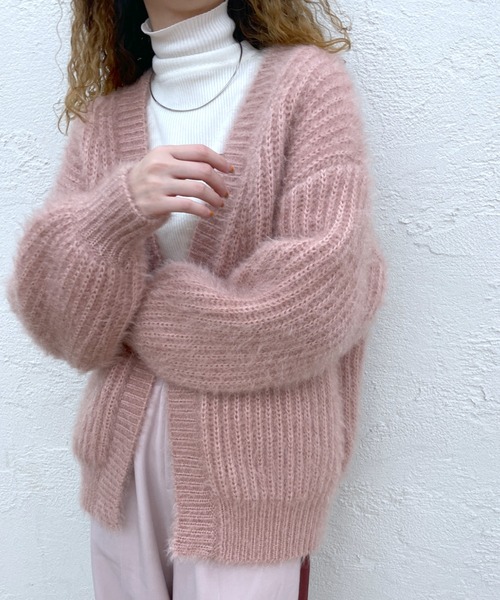 mystic（ミスティック）の「シャイニー畦カーディガン（カーディガン/ボレロ・レディース・ブラック/ピンク/アイボリー・FREE）」の6枚目の写真