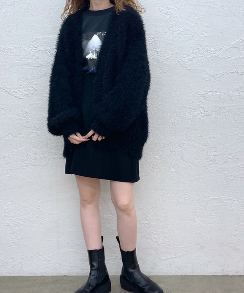 mystic（ミスティック）の「シャイニー畦カーディガン（カーディガン/ボレロ・レディース・ブラック/ピンク/アイボリー・FREE）」の9枚目の写真