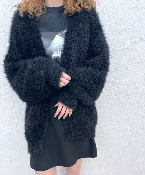 mystic（ミスティック）の「シャイニー畦カーディガン（カーディガン/ボレロ・レディース・ブラック/ピンク/アイボリー・FREE）」の8枚目の写真