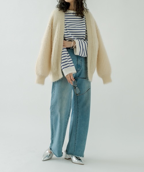 mystic（ミスティック）の「シャイニー畦カーディガン（カーディガン/ボレロ・レディース・ブラック/ピンク/アイボリー・FREE）」の11枚目の写真